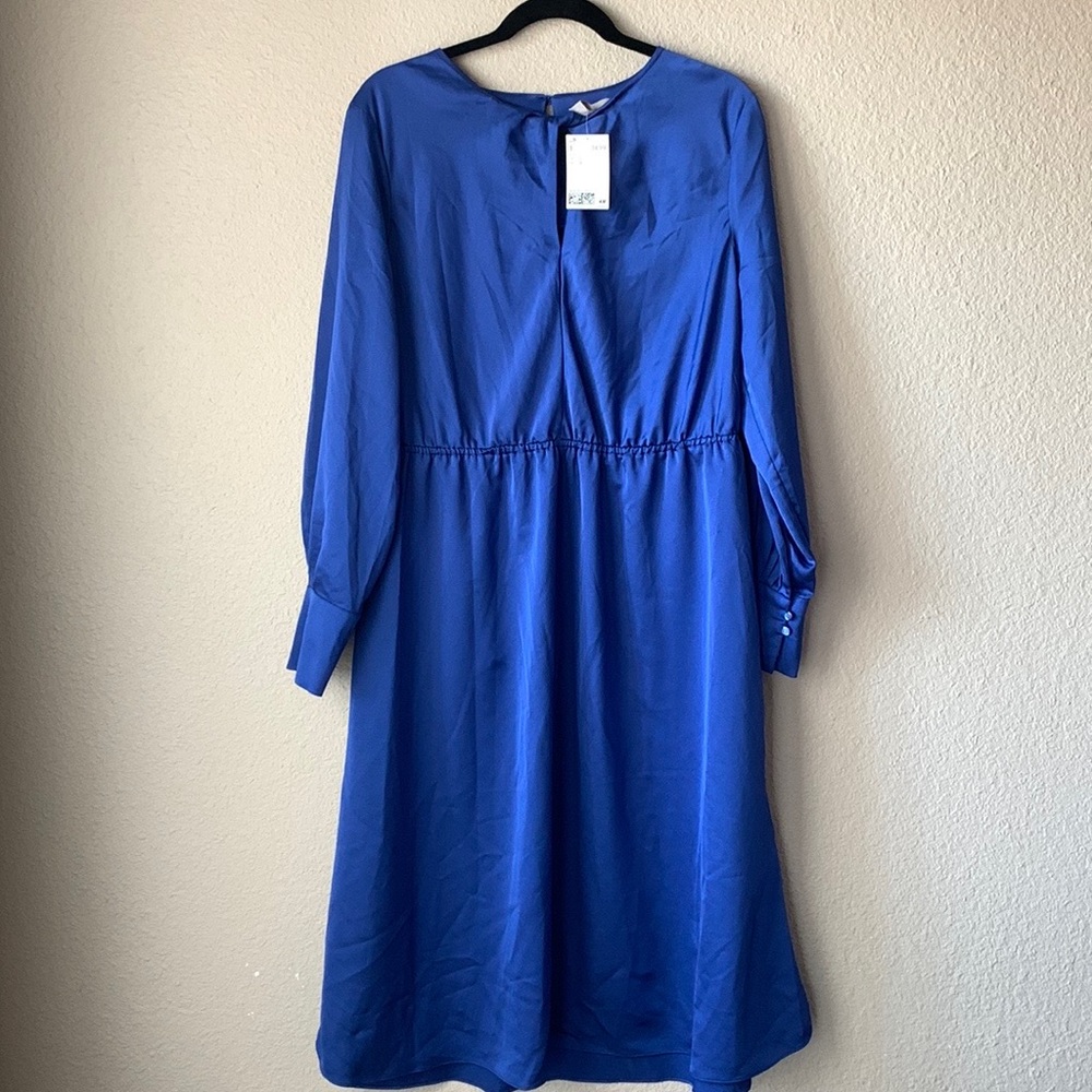 H&M blue satin midi dress